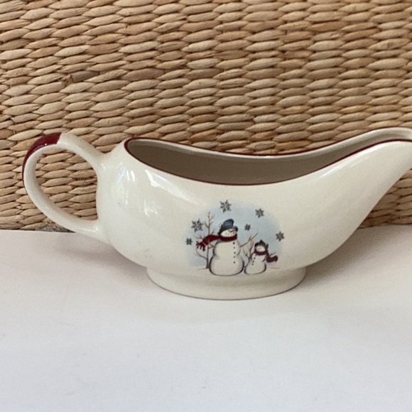Royal Seasons Stoneware Snowman Family Large Sauce Pitcher Gravy Boat - Picture 4 of 11
